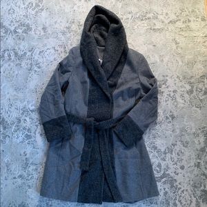 COPY - Grey wool trench coat with hood